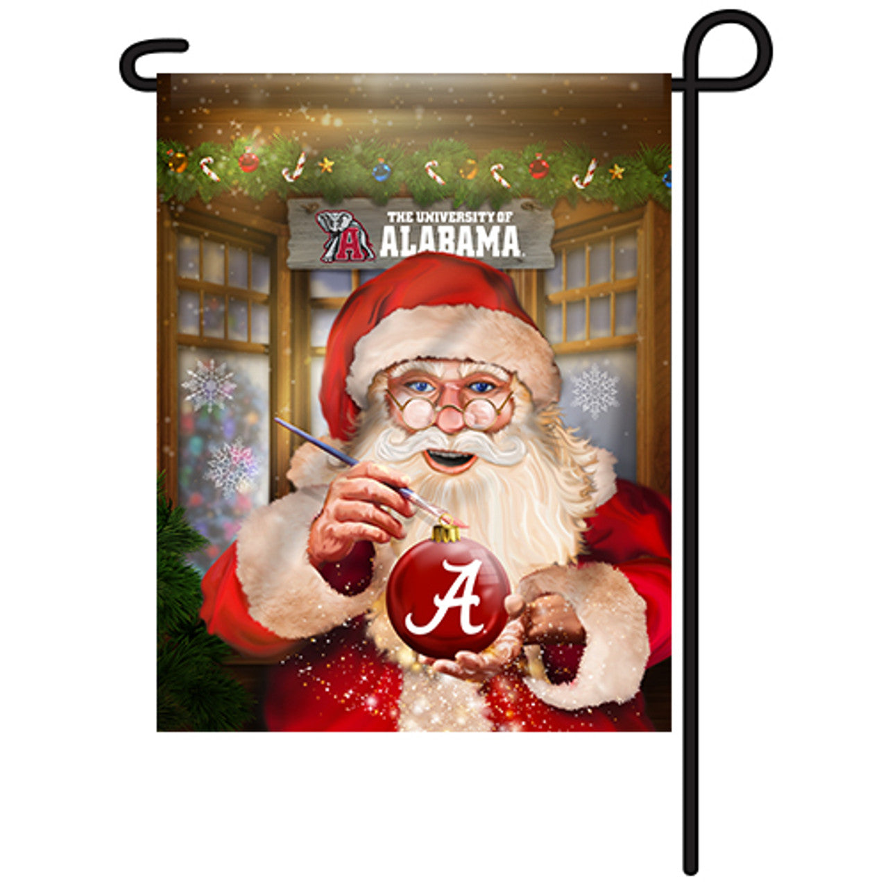 University of Alabama Garden Flag - Santa w/Ornament