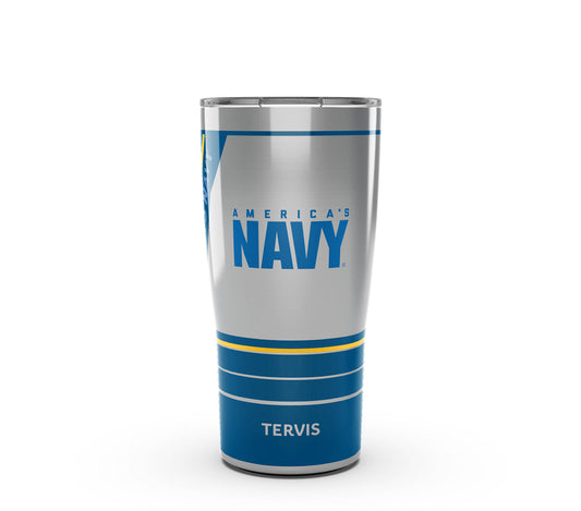 Navy - Forever Proud - Stainless Steel Tumbler with Slider Lid