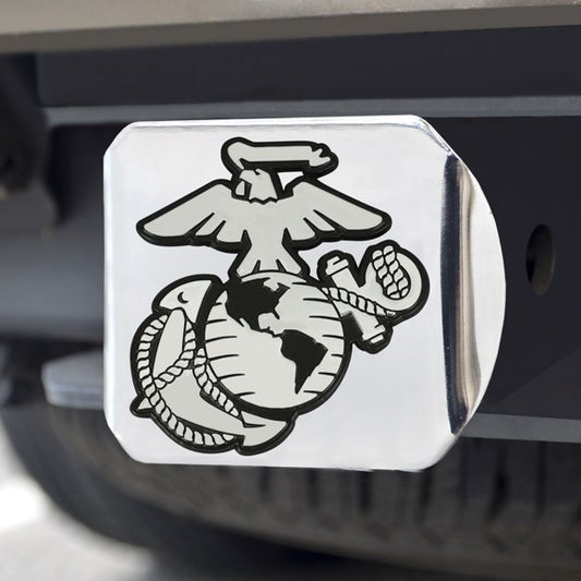 U.S. Marines Chrome Emblem on Chrome Hitch Cover