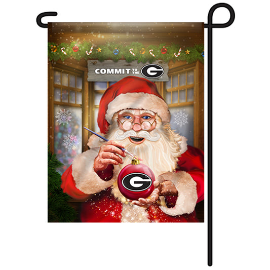 Georgia Bulldogs Garden Flag - Santa w/Ornament