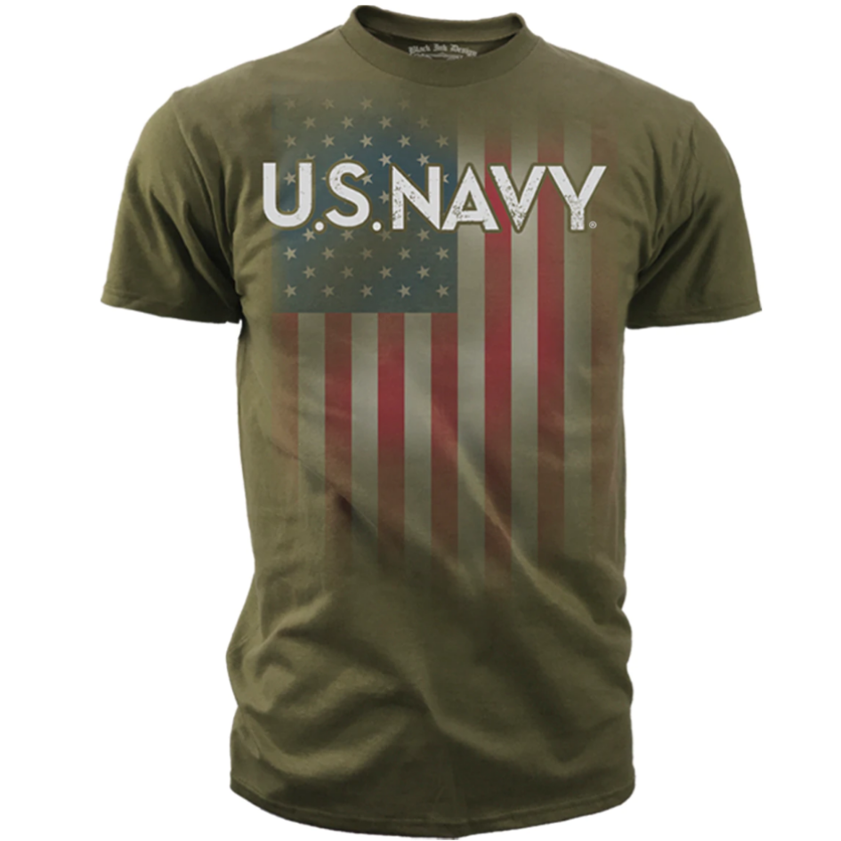 US Navy and US Flag Olive Shirt