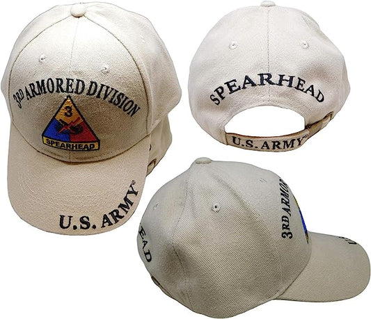 3rd Armored Division Tan Embroidered Ball Cap Adjustable Tan