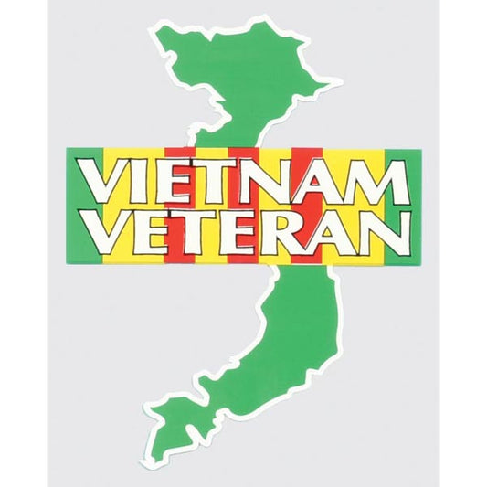 Vietnam Veteran w/ Campaign Ribbon over Green Vietnam Map Decal