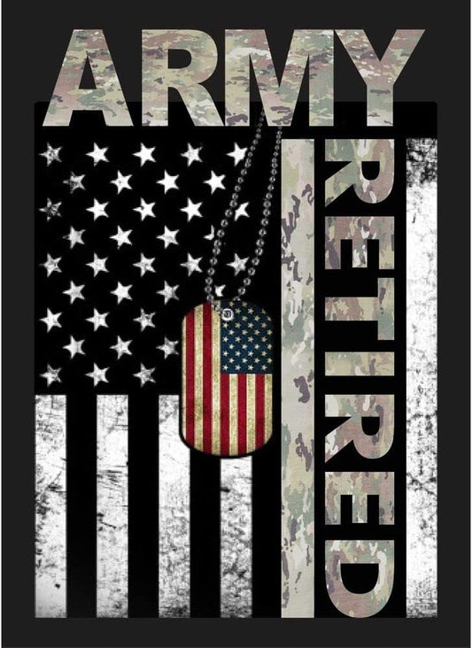 United States Army Retired Flag with Dog Tags Sticker