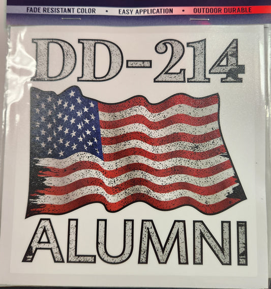 DD-214 Alumni w/US Flag 6" Decal