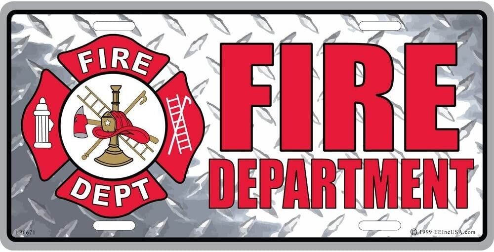 Fire Fighter Logo Metal License Plate