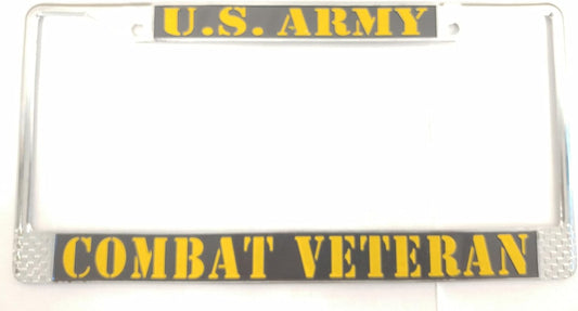 U.S. Army Combat Veteran Chrome License Plate Frame