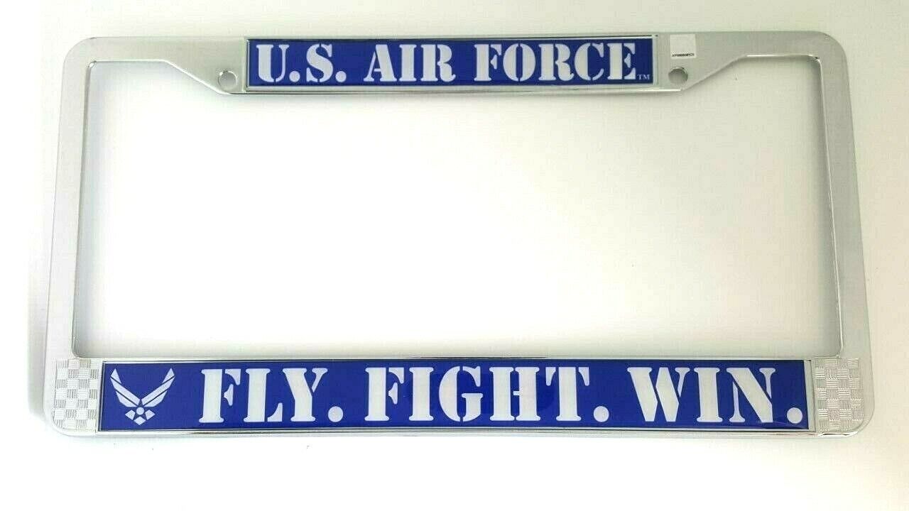 US Air Force, Fly, Fight, Win Chrome License Plate Frame