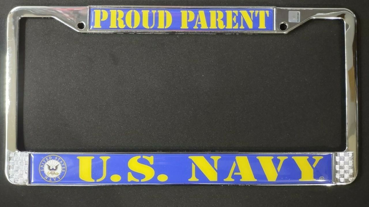US Navy Proud Parent Chrome License Plate Frame