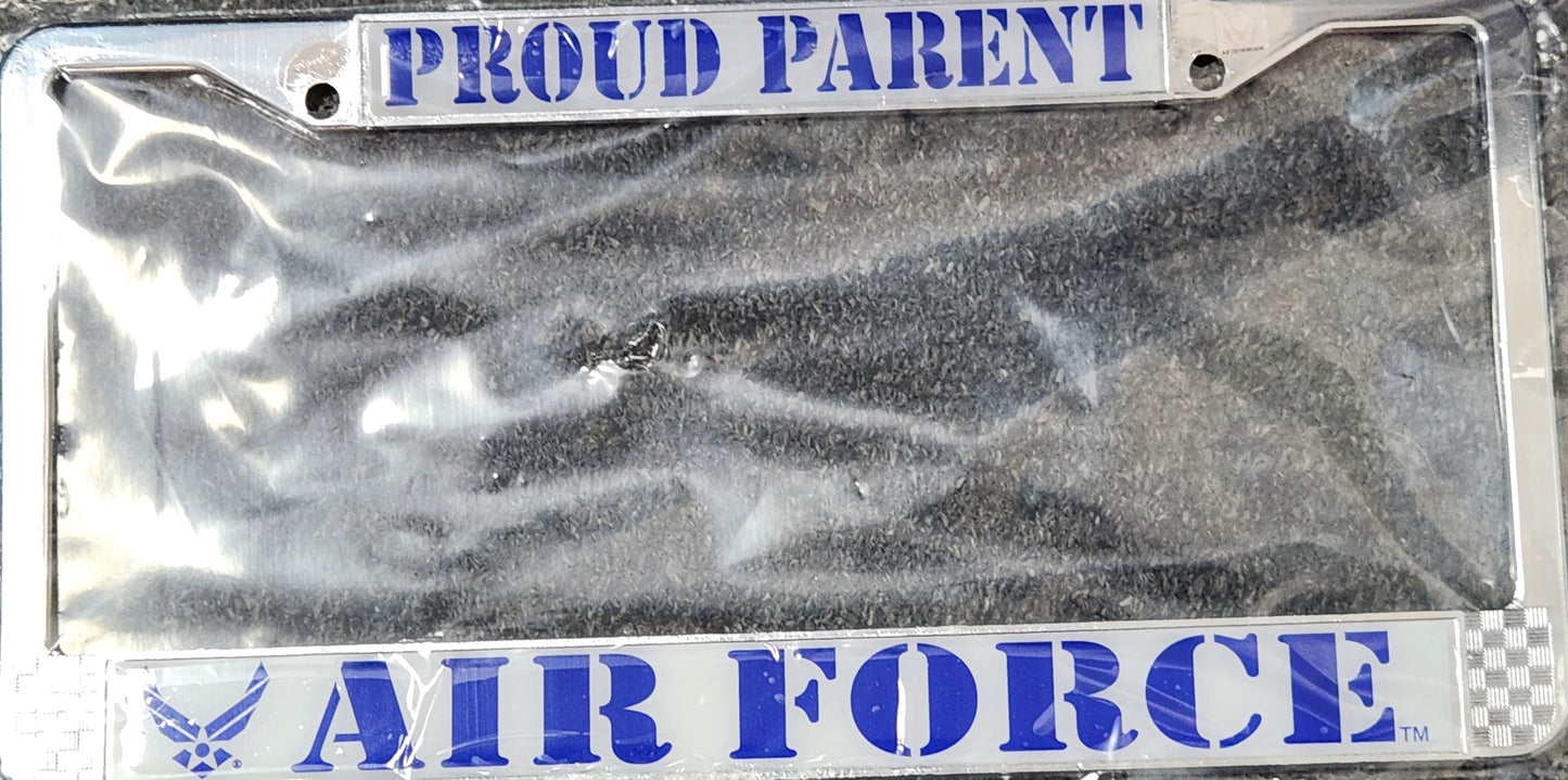 US Air Force, Proud Parent, Chrome License Plate Frame
