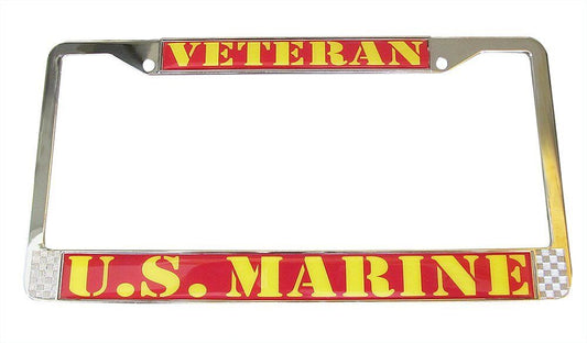 U.S. Marine Veteran Chrome License Plate Frame