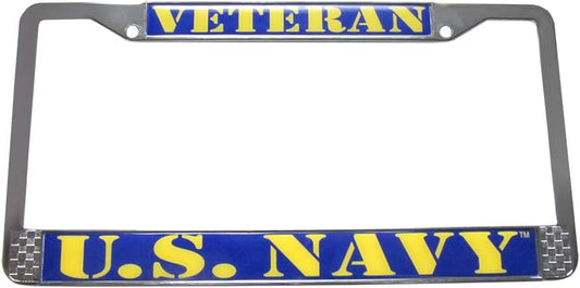 US Navy Veteran Chrome License Plate Frame