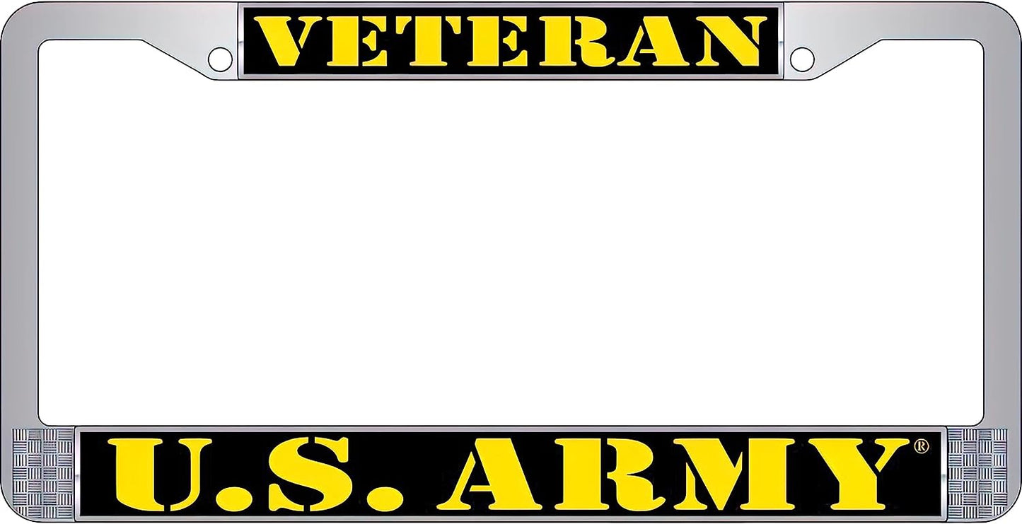 US Army Veteran License Plate Frame, Chrome