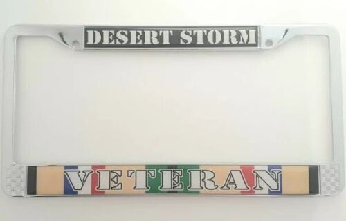 Desert Storm Veteran Chrome License Plate Frame