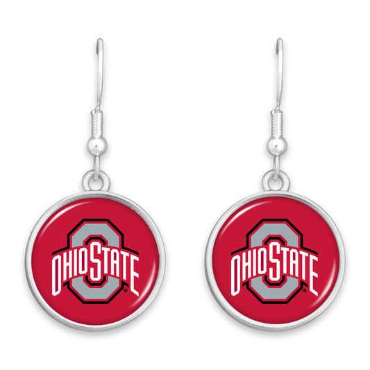 Ohio State Round Earrings