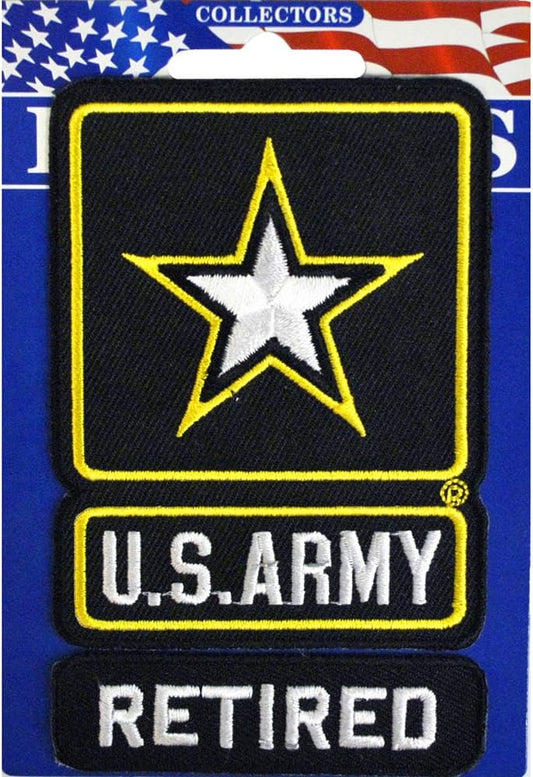Army Retired Iron On Patch 4" x 2 1/2"