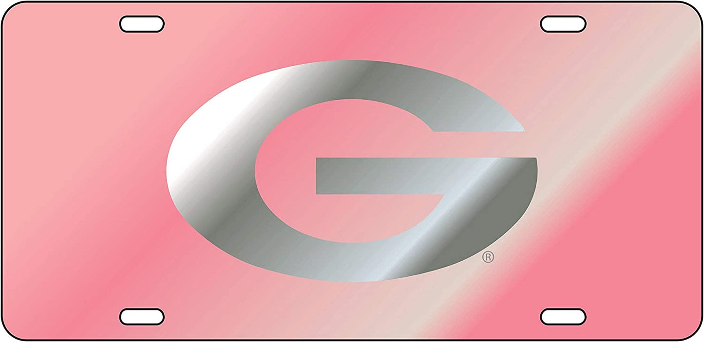 University of Georgia Pink Mirror Oval G Laser License Plate