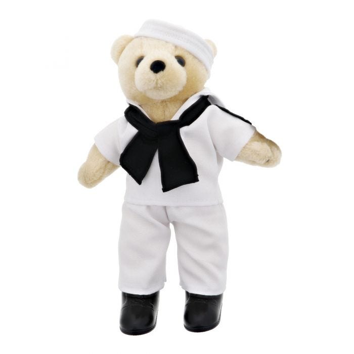 Mini Bear Navy Dress White Beige Male 10 Inch Plush