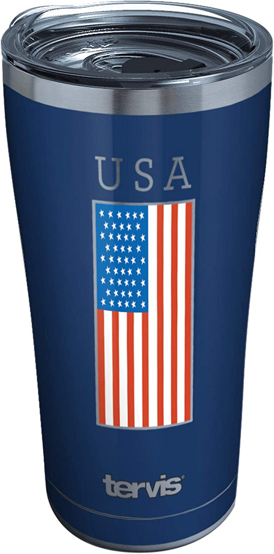 USA Flag Stainless Steel Tumbler with Lid