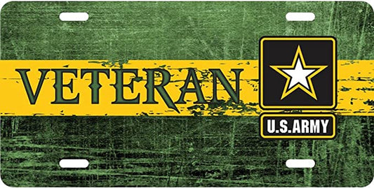 Army Veteran Distressed License Plate