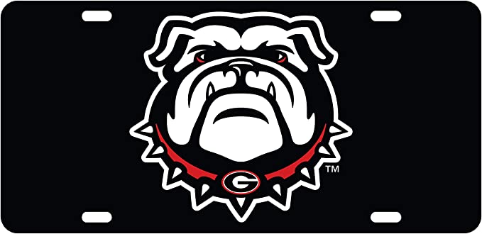 Georgia New Bulldog Head Logo Black License Plate