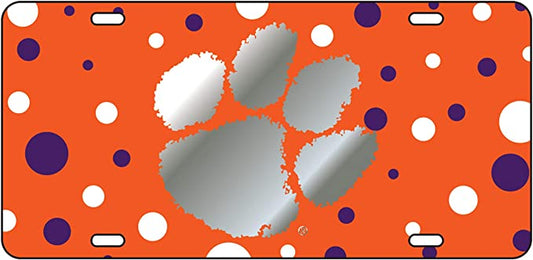 Clemson w\Polka Dots License Plate