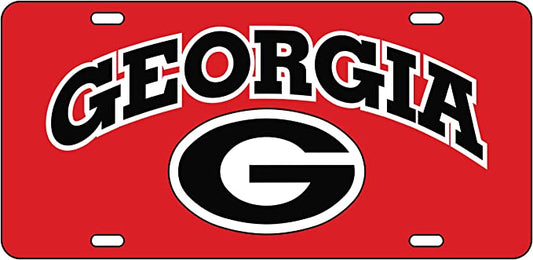 Georgia Arched Georgia over Oval G Red/Black License Plate
