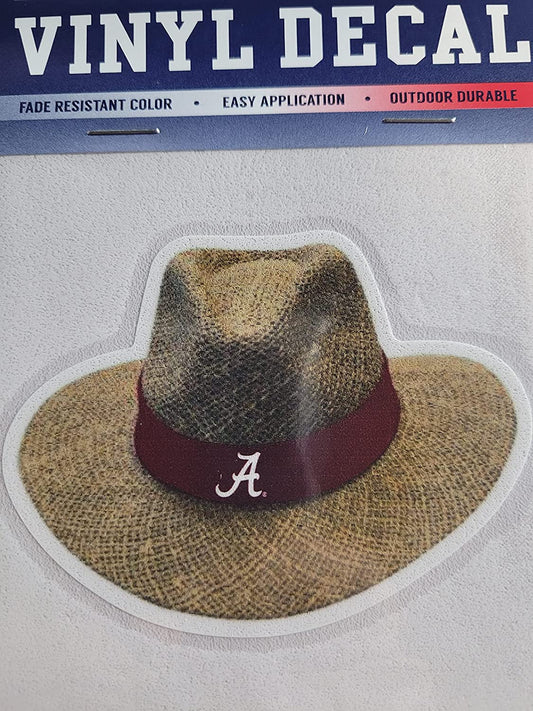 Alabama 6 Inch Straw Hat Decal