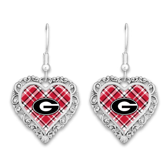 Georgia Bulldogs Earrings- Plaid