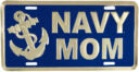 Metal Mom Navy License Plate