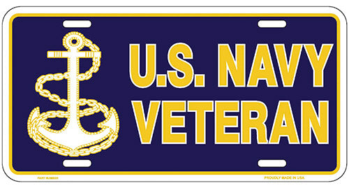 US Navy Veteran Metal License Plate