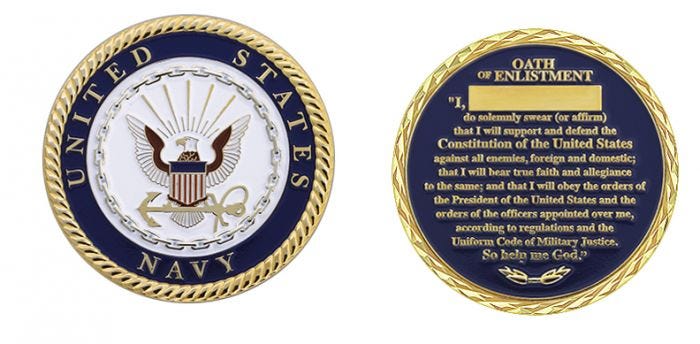 USN Oath Of Enlistment Coin