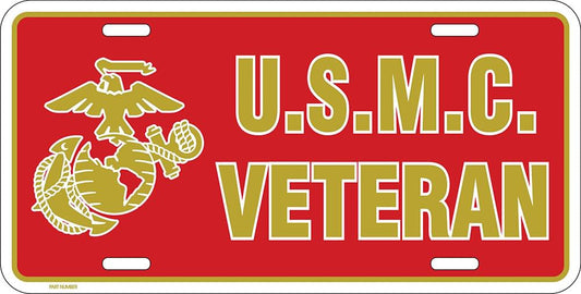 Metal U.S.M.C. Veteran License Plate
