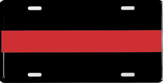 Thin Red Line Metal License Plate