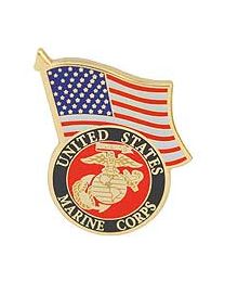 USMC Logo w\American Flag Pin